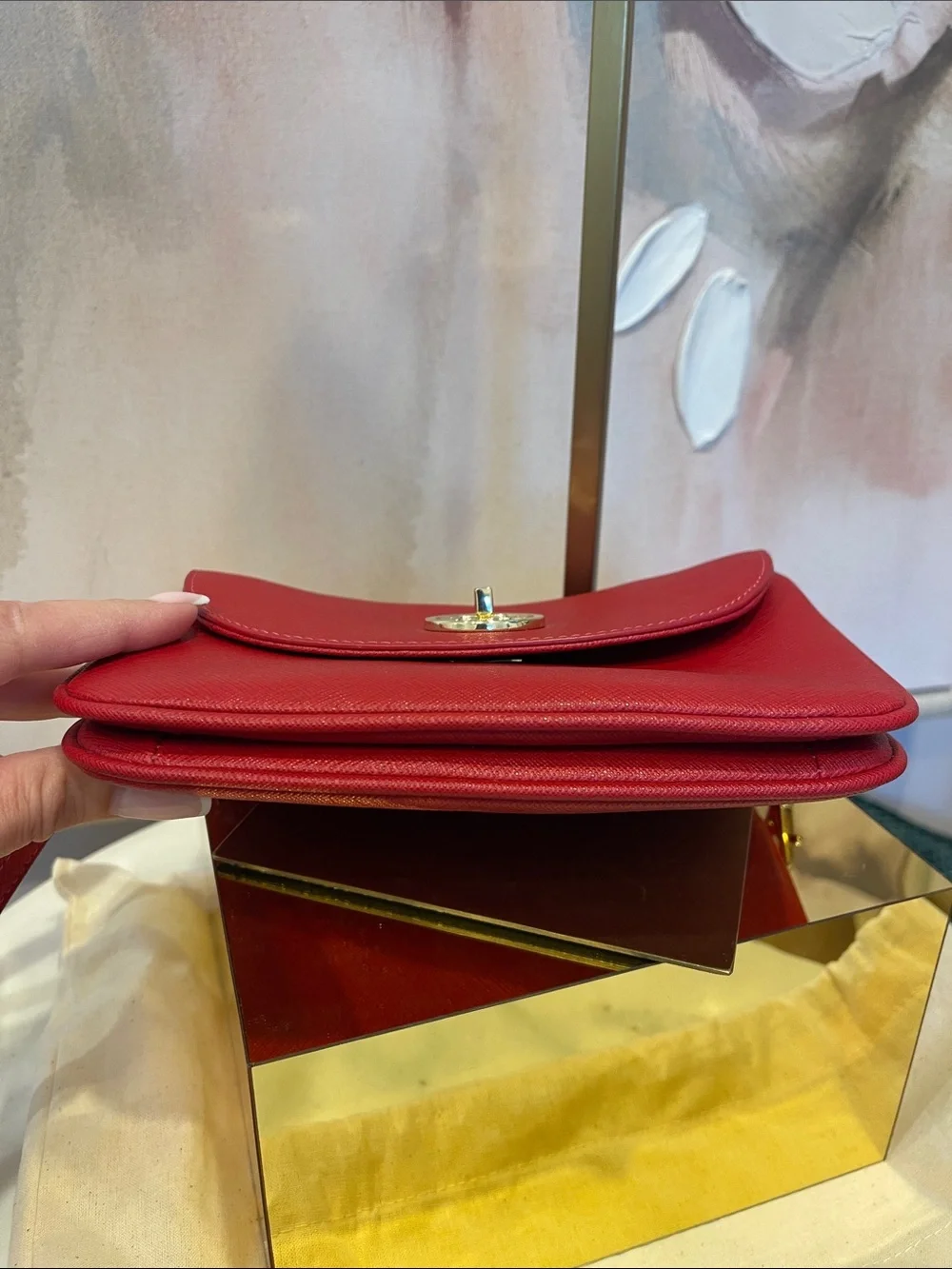 Tory Burch Red Saffiano Crossbody with Gold Emblem